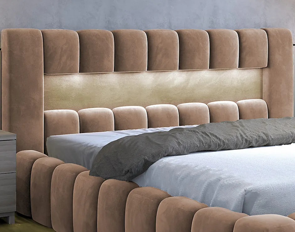 Best Mobilier Cleo - lit coffre avec led - 160x200 cm - sommier inclus - en velours -