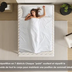 Teeno Combinaison lit matelas 120x190 cm, Matelas a mousse+ Cadre de Lit en Fer, Comprenant 9 pieds, Epaisseur du matelas 15 cm