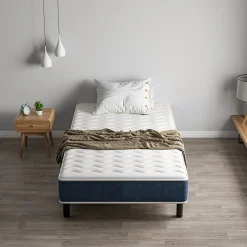 Teeno Combinaison lit matelas 90x190 cm, Matelas à Mémoire de Forme + Cadre de Lit en Fer, Comprenant 6 pieds, Epaisseur du matelas 15