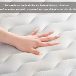 Teeno Combinaison lit 140x190 cm, matelas en mousse à mémoire de forme de 15 cm d'épaisseur + cadre de lit en fer, 9 pieds