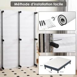 Teeno Combinaison lit 140x190 cm, matelas en mousse à mémoire de forme de 15 cm d'épaisseur + cadre de lit en fer, 9 pieds