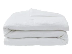 Vente-unique Couette 2 en 1 double face légère - 240 x 260 cm - 250gr/m² - Blanc tissu nid d'abeille - NANSHI