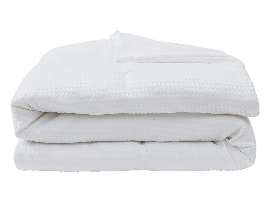 Vente-unique Couette 2 en 1 double face légère - 240 x 260 cm - 250gr/m² - Blanc tissu nid d'abeille - NANSHI