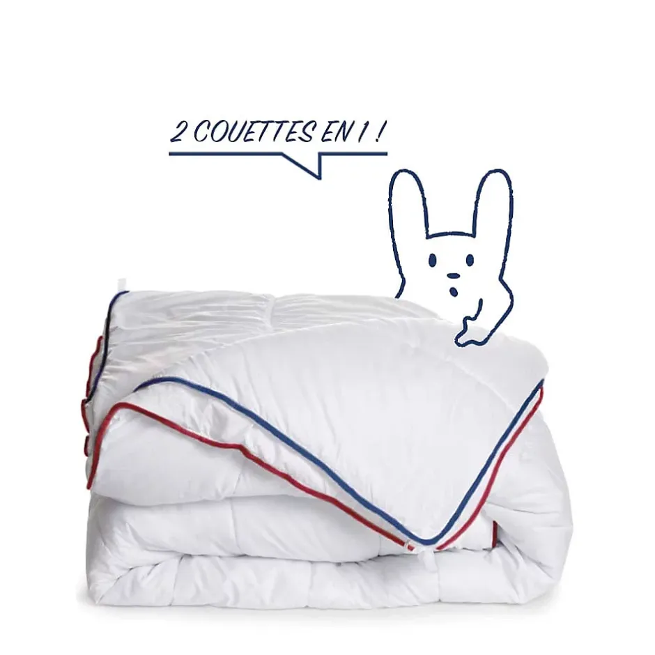 Bleu Calin Couette 4 saisons 220x240cm 3 couettes en 1 Discount