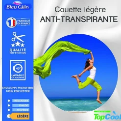 Bleu Calin Couette anti transpirante 200 gr/m² 200 x 200 cm pour lit 120 x 190 cm