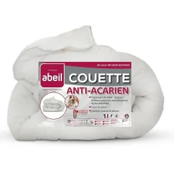 Abeil Couette anti-acariens - 220 x 240 cm - Chaude - 400 g/m² 2 personnes - Blanc -