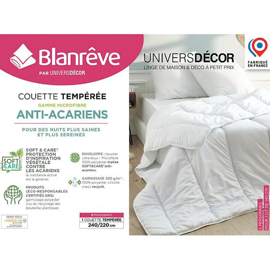 Blanreve Couette Blanrêve Gamme "Douceur" 240 x 220 cm traité Anti Acarien Soft & care