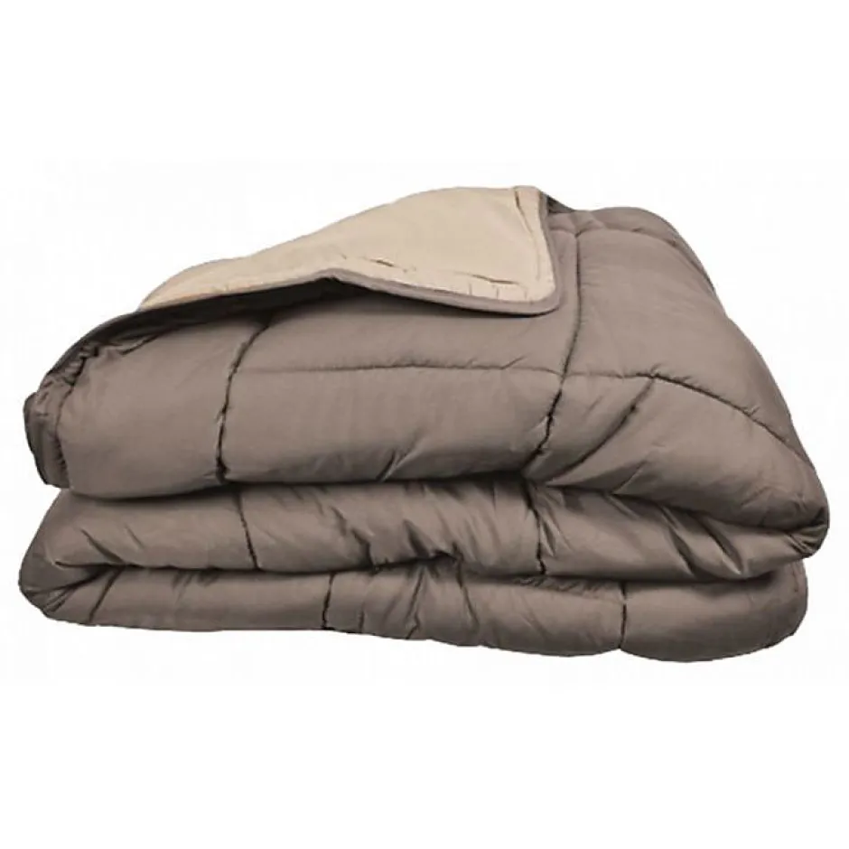 Toison d'Or Couette chaude Bicolore Gamme Microfibre "Cocoon Non feu - Norme NF EN ISO 12952" toutes dimensions - Cocoon Taupe Lin