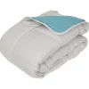 Toison d'Or Couette chaude Bicolore Gamme Microfibre "Cocoon Non feu - Norme NF EN ISO 12952" toutes dimensions - Cocoon Galet Lac