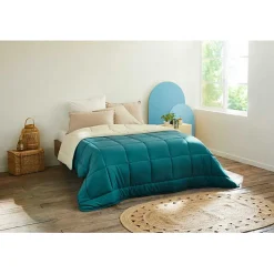 Toison d'Or Couette chaude Bicolore Gamme Microfibre "Cocoon Non feu - Norme NF EN ISO 12952" toutes dimensions - cocoon Bleu Paon Outlet