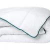 Vente-unique Couette chaude recyclée de DREAMEA en microfibre - 240 x 260 cm - 350 gr/ m² - Biais bleu - ROSA