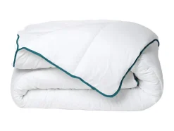 Vente-unique Couette chaude recyclée de DREAMEA en microfibre - 240 x 260 cm - 350 gr/ m² - Biais bleu - ROSA