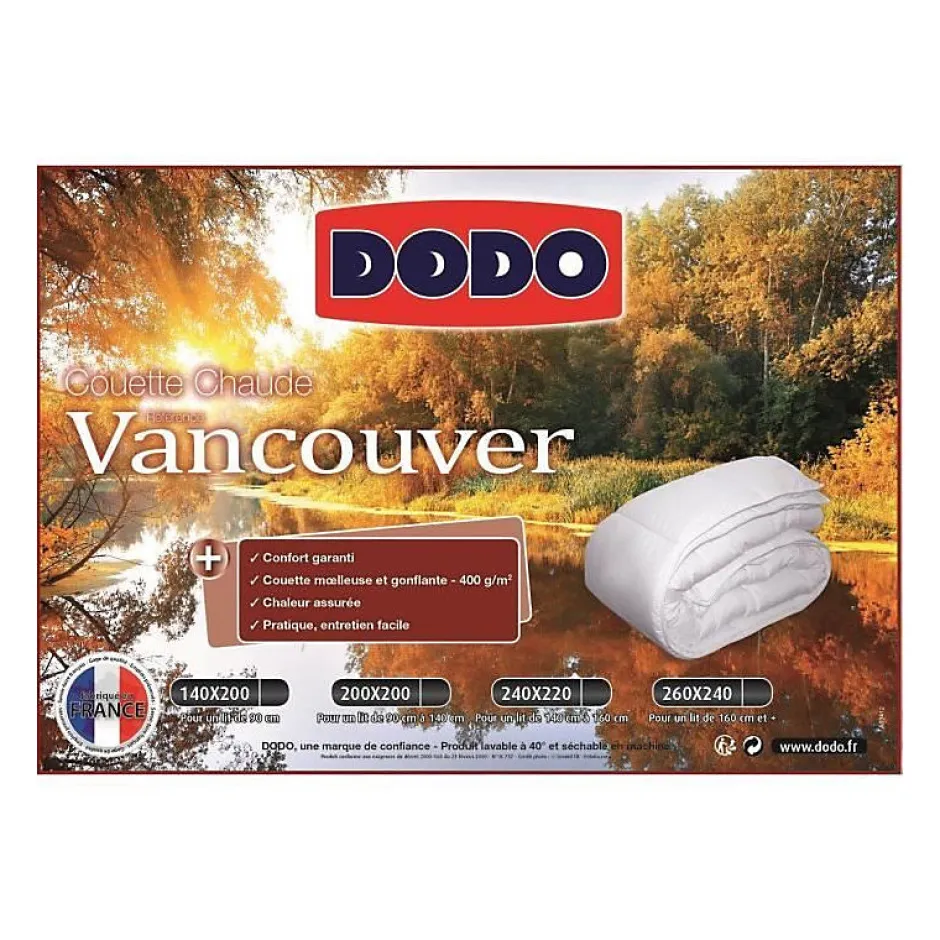 Dodo Couette chaude Vancouver - 220 x 240 cm - 400gr/m² - Blanc - Outlet