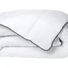 Vente-unique Couette Câline toucher soie 240 x 260 cm - 250 g/m² - Blanc biais gris - BIESYA