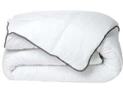 Vente-unique Couette Câline toucher soie 140 x 200 cm - 250 g/m² - Blanc biais gris - BIESYA
