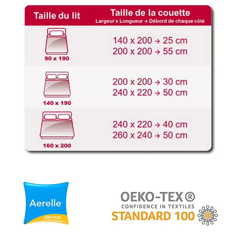 Abeil Couette de lit premium tempérée 350g blanc Aerelle soft flex Dimension - 140x200