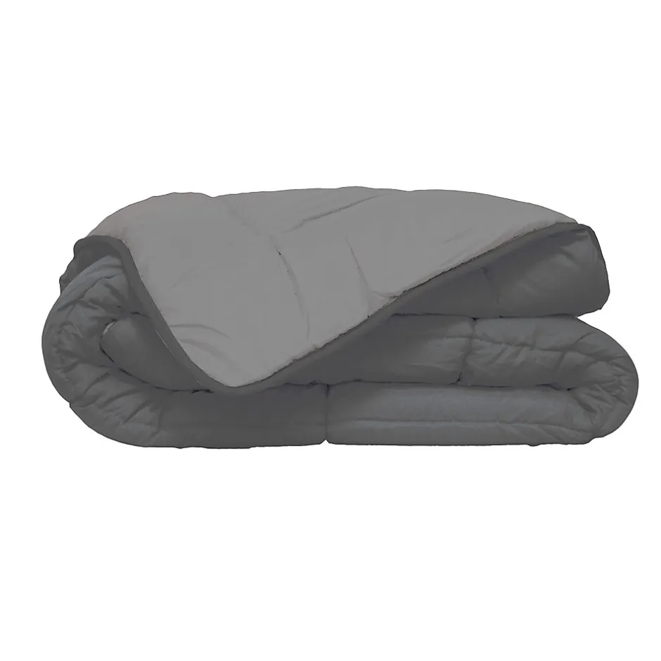 Poyet Motte Couette d'été en microfibre bicolore (260x240 cm - Gris clair)