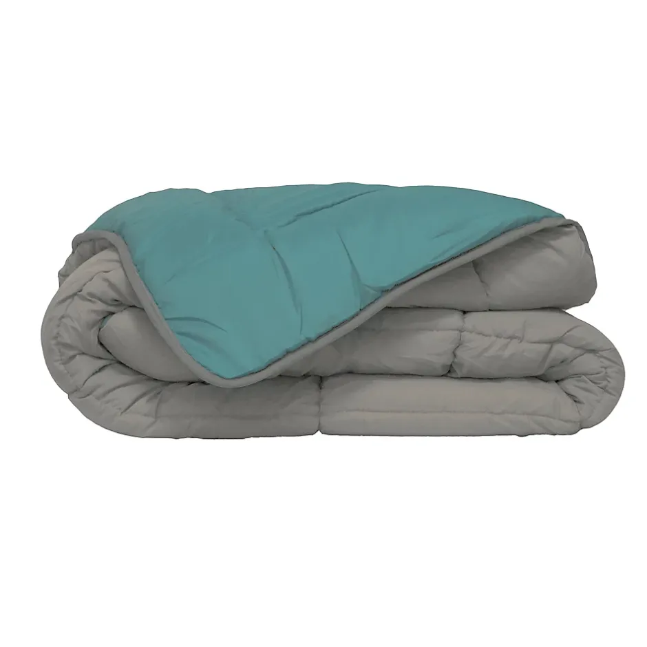Poyet Motte Couette d'été en microfibre bicolore (260x240 cm - Bleu) New