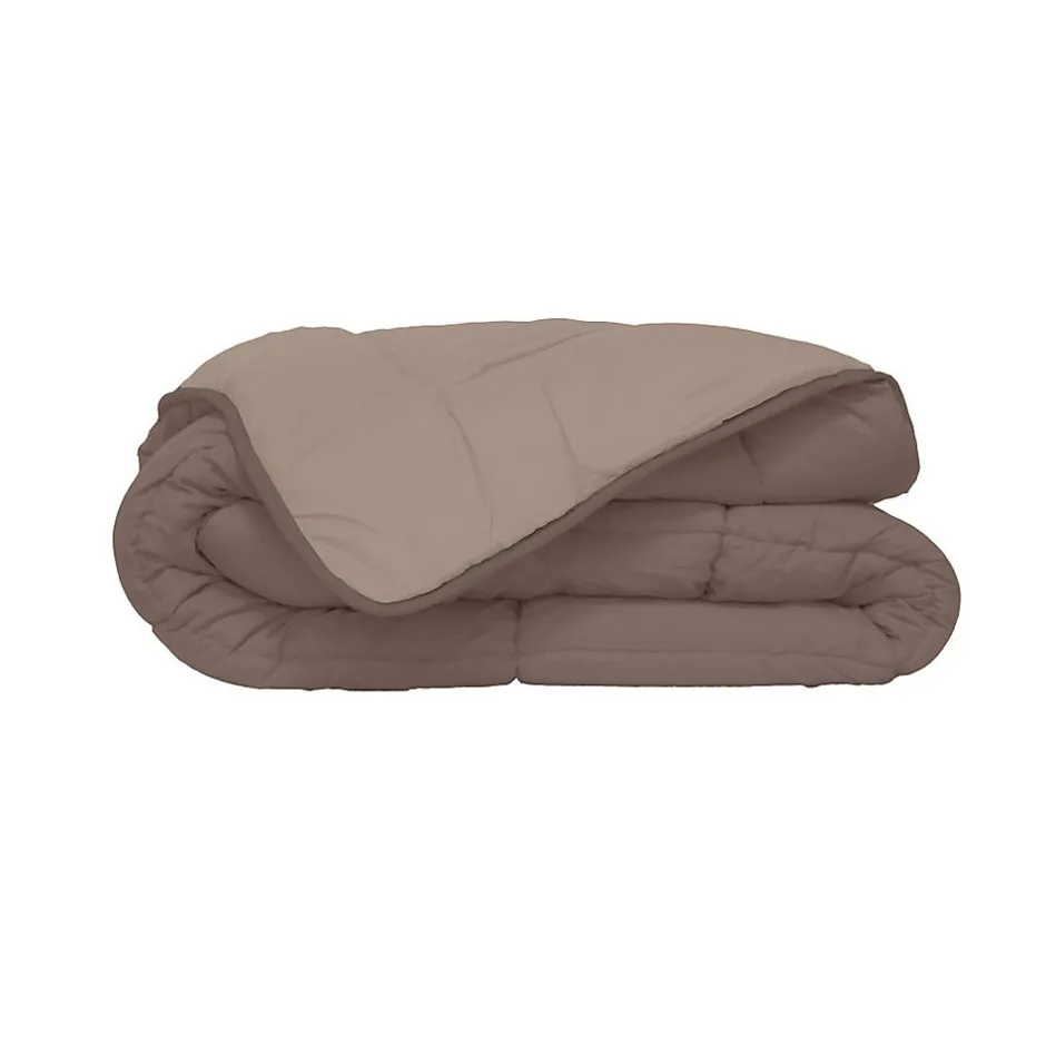 Poyet Motte Couette d'été en microfibre bicolore (240x220 cm - Taupe)