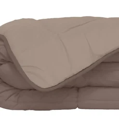 Poyet Motte Couette d'été en microfibre bicolore (240x220 cm - Taupe)