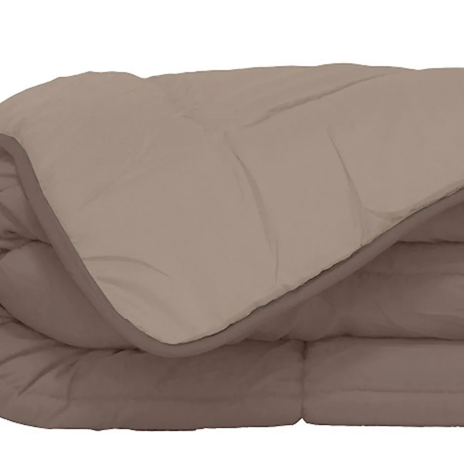 Poyet Motte Couette d'été en microfibre bicolore (240x220 cm - Taupe)