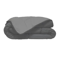 Poyet Motte Couette d'été en microfibre bicolore (140x200 cm - Gris clair)