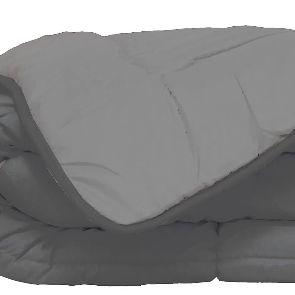 Poyet Motte Couette d'été en microfibre bicolore (140x200 cm - Gris clair)