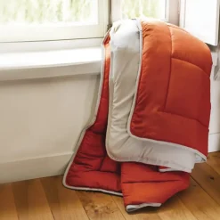 Linnea Couette hiver 240x220 cm COCOON BICOLORE Gingembre/Galet garnissage fibre polyester 400g/m2