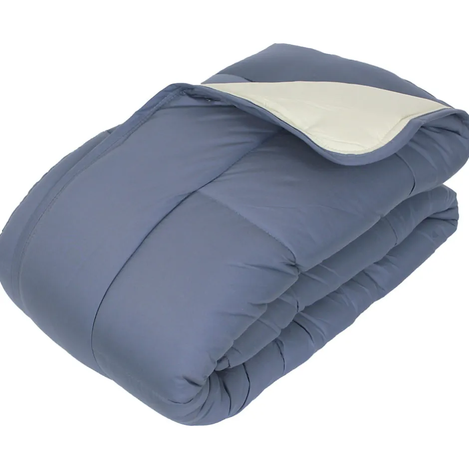 Linnea Couette hiver 260x240 cm COCOON BICOLORE Petrole/Mastic garnissage fibre polyester 400g/m2