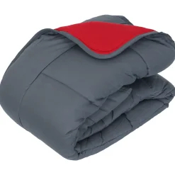 Linnea Couette hiver 140x200 cm COCOON BICOLORE Gris/Rouge garnissage fibre polyester 400g/m2