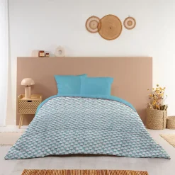 Bleu Calin Couette Imprimée Chaude 140x200cm DOUCEUR Discount