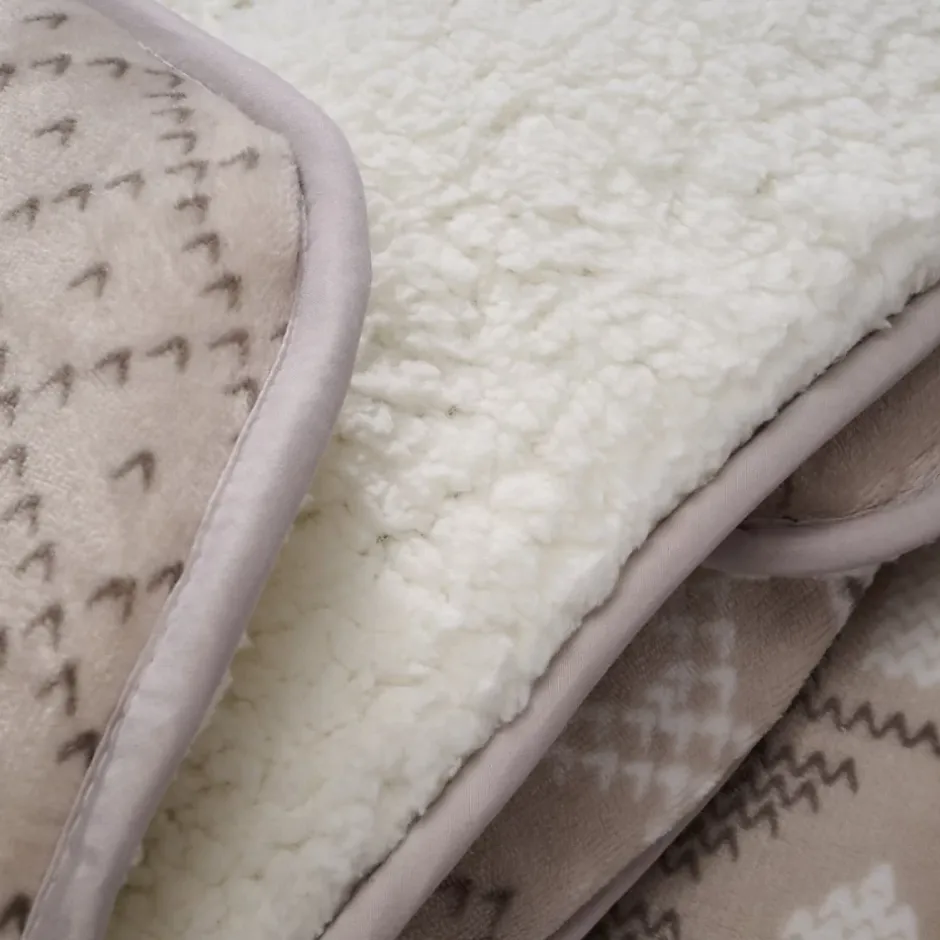 Bleu Calin Couette Imprimée Sherpa Polaire Chaude 220x240cm CHALET Clearance