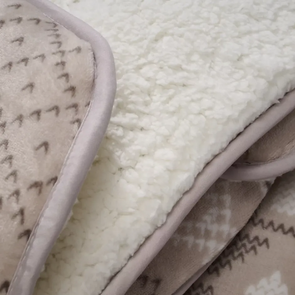 Bleu Calin Couette Imprimée Sherpa Polaire Chaude 220x240cm CHALET Clearance