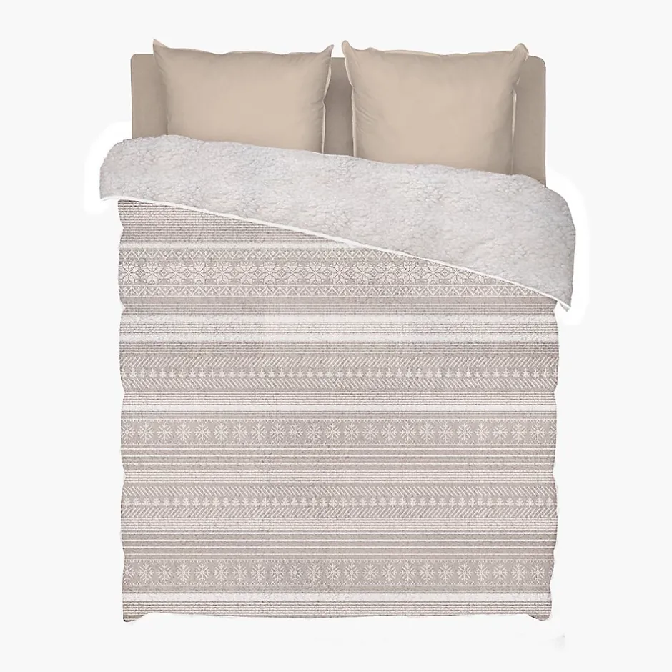 Bleu Calin Couette Imprimée Sherpa Polaire Chaude 220x240cm CHALET Clearance