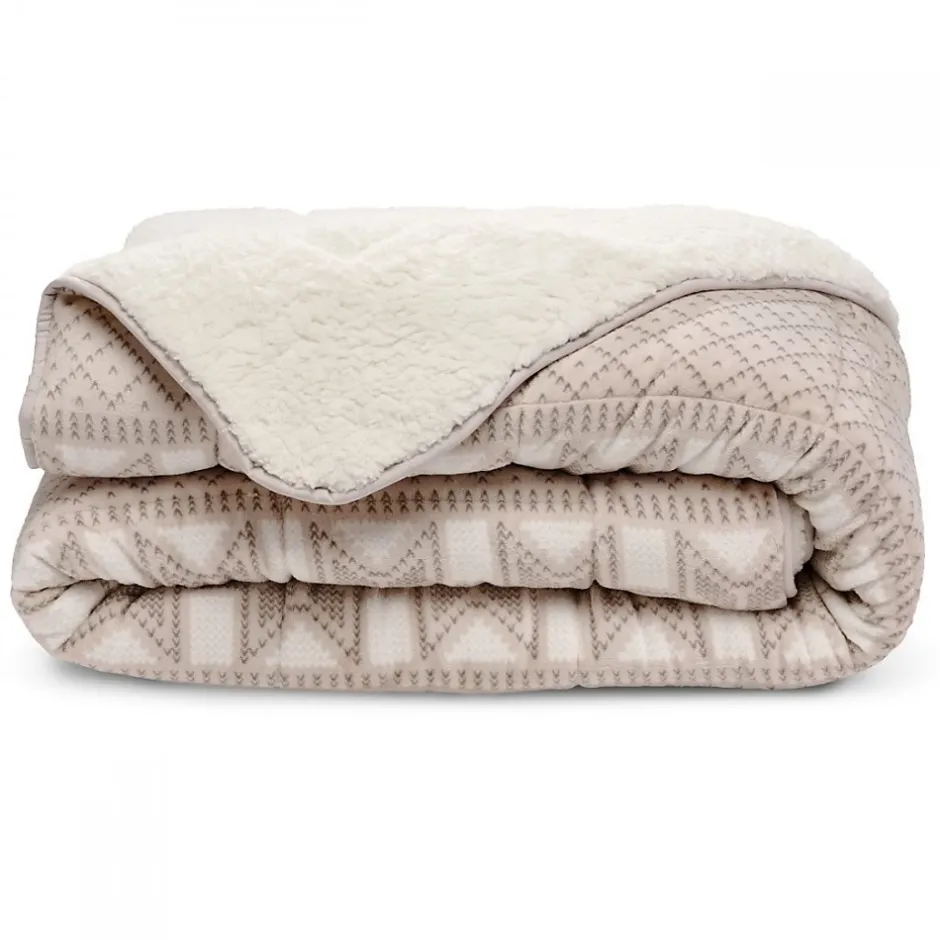 Bleu Calin Couette Imprimée Sherpa Polaire Chaude 220x240cm CHALET Clearance