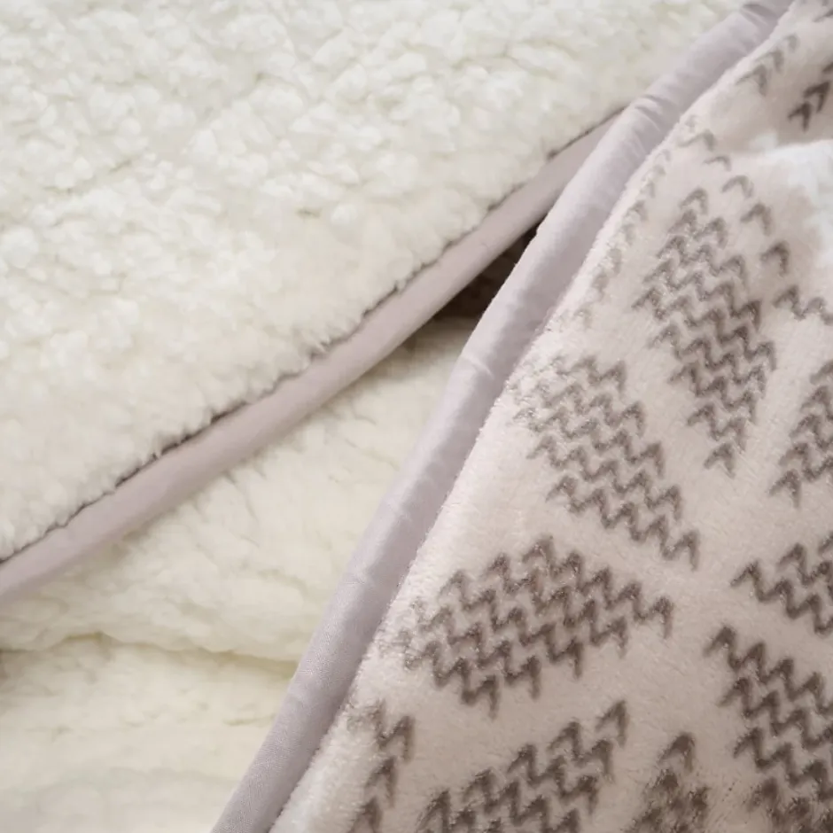 Bleu Calin Couette Imprimée Sherpa Polaire Chaude 240x260cm CHALET Sale