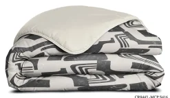 Mortreux Couette légère imprimée / Uni gris clair - 1 personne 140 x200 - 29186 Discount