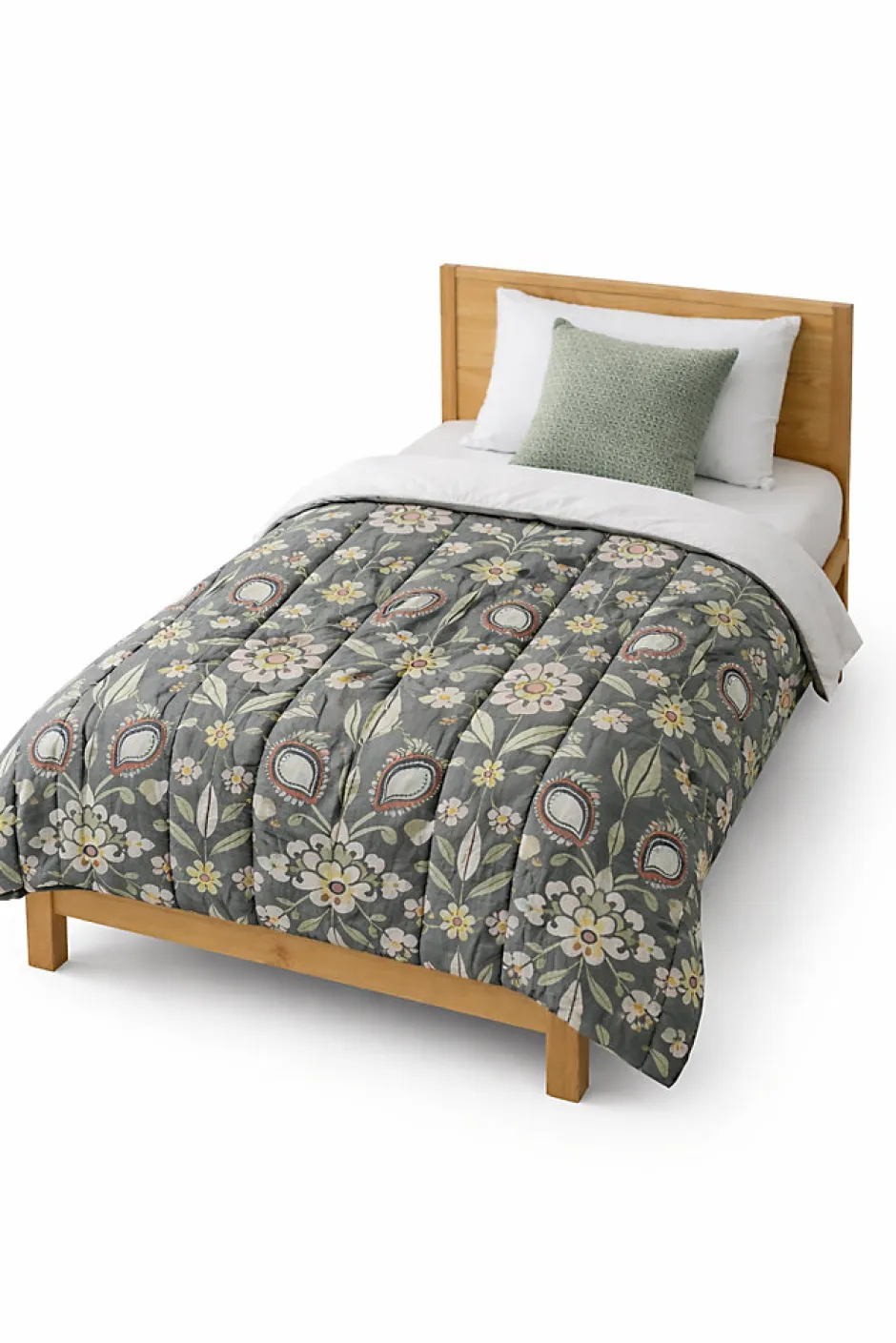 Mortreux Couette légère imprimée fleurs/ non tissé blanc - 1 personne 140x200 - 14018-1