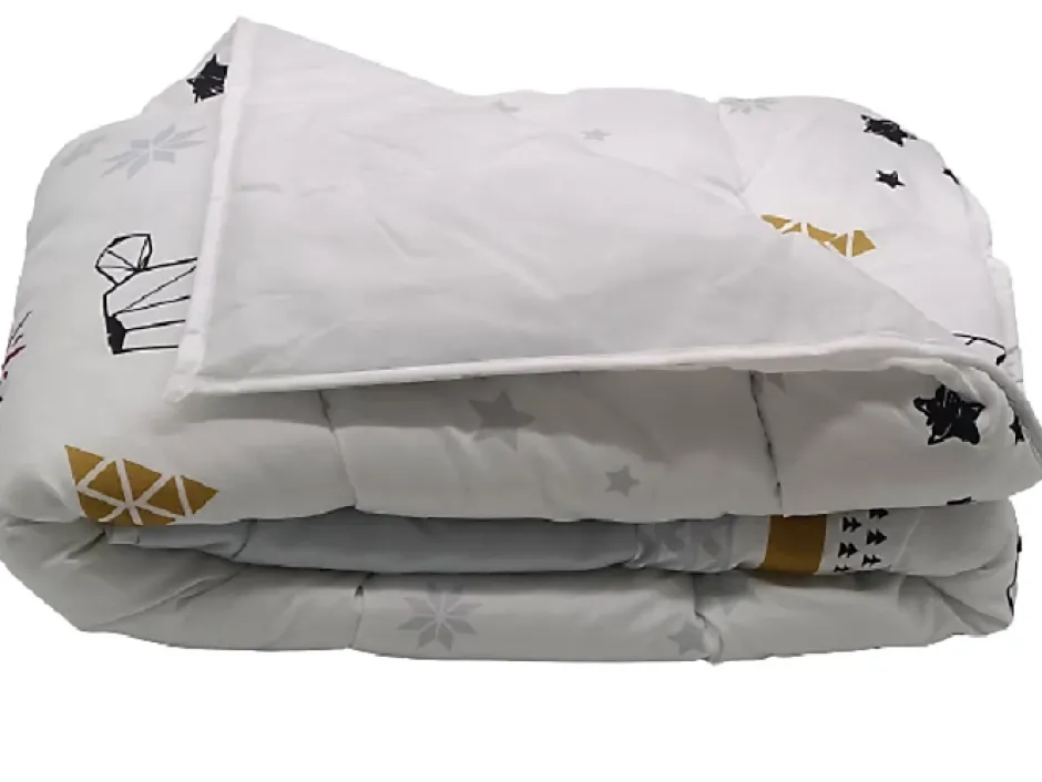 Mortreux Couette Légère Imprimée Sapin Futé / Non Tissé Blanc - 1 Personne 140 x 200 - 13998 Sale