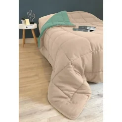 Toison d'Or Couette légère réversible bicolore en microfibre 200 gr/m² (200x200 cm - Turquoise) Online