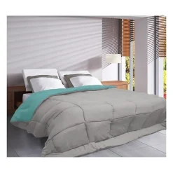 Toison d'Or Couette légère réversible bicolore en microfibre 200 gr/m² (200x200 cm - Turquoise) Online