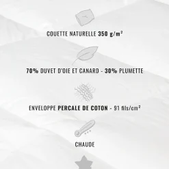 Sensei Maison Couette naturelle - Chaude - 70% duvet anti-acarienne 200x200 cm APPALACHES