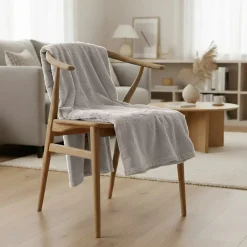 Sacasa Couette Plaid gris en Polyester 130x170 cm - Collection MINNOR - Outlet