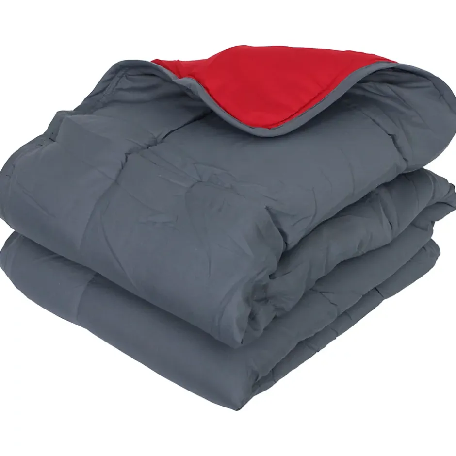 Linnea Couette été 140x200 cm COCOON BICOLORE Gris/Rouge garnissage fibre polyester 200g/m2