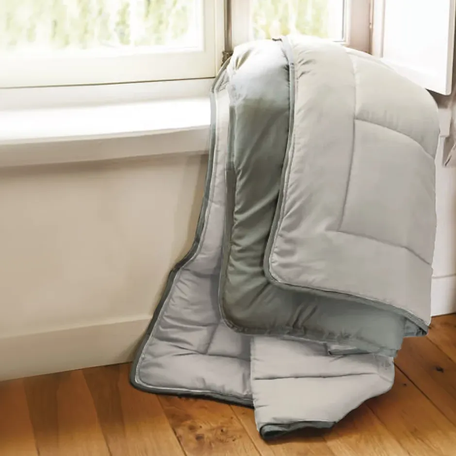 Linnea Couette été 240x220 cm COCOON BICOLORE Taupe/Lin garnissage fibre polyester 200g/m2 Hot