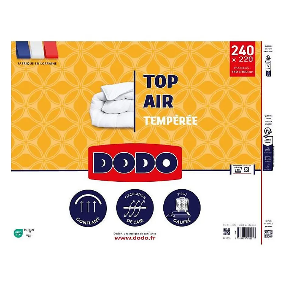 Dodo Couette tempérée - - TOP AIR - 220 x 240 cm - 300G/M² - Blanc