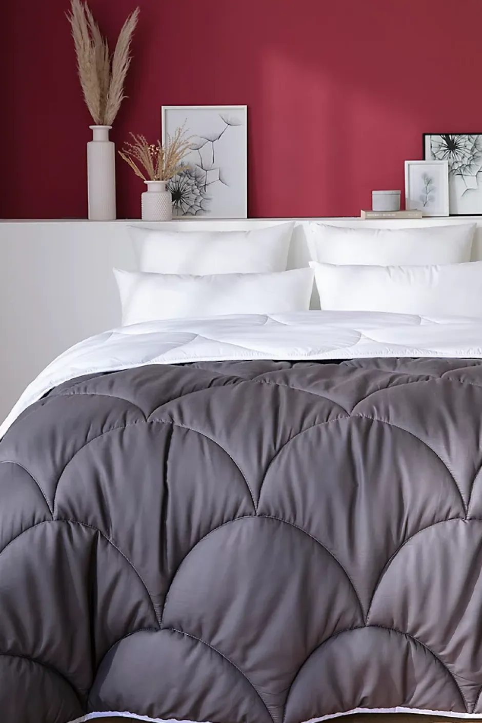 Abeil Couette tempérée 140 x 200 cm bicolore polyester gris et blanc Online