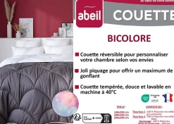 Abeil Couette tempérée 140 x 200 cm bicolore polyester gris et blanc Online