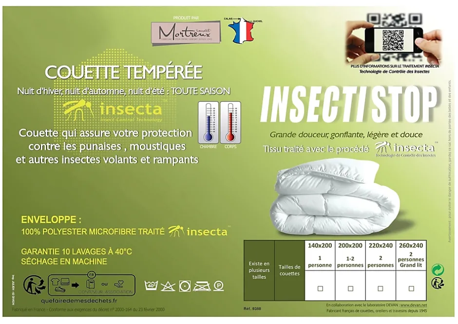 Mortreux Couette Tempérée Anti Insectes - 1 Personne 140 x 200 - 14921 Best