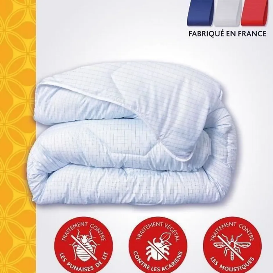 Dodo Couette tempérée 140x200 cm - 1 personne - Protection anti punaise, anti acarien - 300G/m² - Blanc - Fabriqué en France